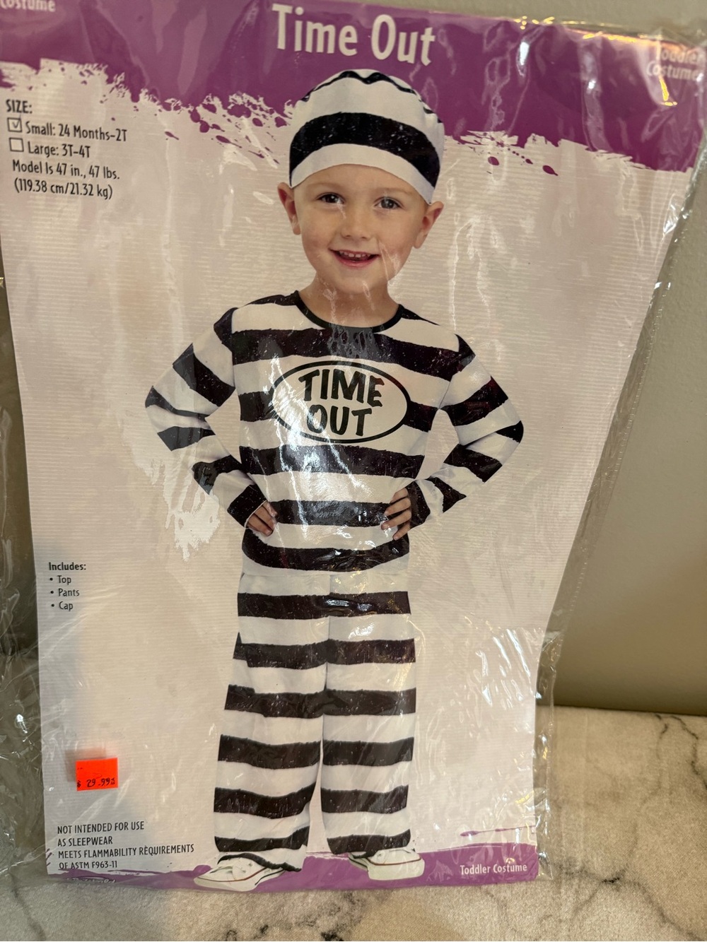 Time Out Toddler Black & White Striped Costume